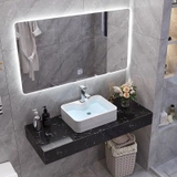 WIN15 - Combo trọn bộ phòng tắm, bồn cầu liền khối,  bàn đá 1 tầng chậu sứ nổi, sen cây đồng mạ crom vuông...