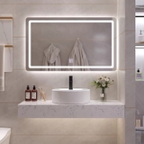 BÀN ĐÁ ĐƠN NHÂN TẠO TRONG NƯỚC 1 TẦNG KẾT HỢP CHẬU NỔI VÀ GƯƠNG LED BD15