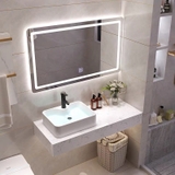BÀN ĐÁ ĐƠN NHÂN TẠO TRONG NƯỚC 1 TẦNG KẾT HỢP CHẬU NỔI LỆCH VÀ GƯƠNG LED BD12