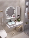 BÀN ĐÁ ĐƠN NHÂN TẠO TRONG NƯỚC 1 TẦNG KẾT HỢP CHẬU NỔI VÀ KỆ GƯƠNG BD28