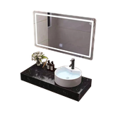 WIN17 - Combo trọn bộ phòng tắm, bồn cầu liền khối,  bàn đá 1 tầng chậu sứ nổi, sen cây đen vàng 3 nhấn......