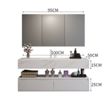 BD1024 - Tủ bàn đá, mặt đá chống xước, kết hợp chậu sứ âm, vòi nóng lạnh tủ dưới nhựa, tủ gương cánh mở