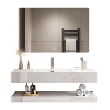 BD1001 - Bàn đá đôi chống xước, bề mặt bóng kết hợp chậu liền mép