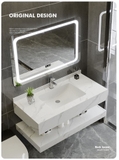 BD1001 - Bàn đá đôi chống xước, bề mặt bóng kết hợp chậu liền mép