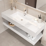 BD1001 - Bàn đá đôi chống xước, bề mặt bóng kết hợp chậu liền mép