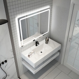 BD1001 - Bàn đá đôi chống xước, bề mặt bóng kết hợp chậu liền mép