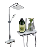 CB05 - Combo trọn bộ phòng tắm, bồn cầu liền khối bàn đá chậu bán âm, gương led
