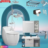KANAX05 - Combo trọn bộ phòng tắm, bồn cầu trứng, tủ chậu nhựa cao cấp, sen cây bàn phím...