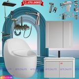 KANAX11 - Combo trọn bộ phòng tắm cao cấp, sen cây ghi xám 4 nút chỉnh, tủ chậu nhựa
