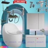KANAX11 - Combo trọn bộ phòng tắm cao cấp, sen cây ghi xám 4 nút chỉnh, tủ chậu nhựa