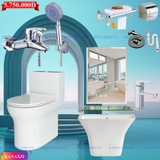 KANAX32 - Combo trọn bộ phòng tắm, bồn cầu liền khối,  chậu sứ treo liền khối, sen tắm thường...