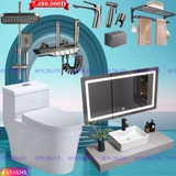 KANAX34 - Combo trọn bộ bồn cầu thông minh, bàn đá 2 tầng chống xước, sen cây bàn phím ghi xám...
