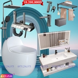 KANAX44 - Combo trọn bộ phòng tắm, bồn cầu trứng, bàn đá chậu tràn viền 2 tầng...