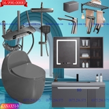 KANAX51B - Combo trọn bộ phòng tắm cao cấp, bồn trứng, tủ chậu nhựa ghi xám(15-20tr)