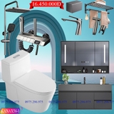 KANAX56 - Combo trọn bộ phòng tắm cao cấp, tủ chậu nhựa, bồn cầu liền khối men nano tuyết
