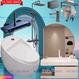KANAX60 - Combo trọn bộ phòng tắm, tủ chậu nhựa, bồn cầu trứng men nano tuyết