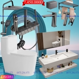 KANAX69 - Combo trọn bộ phòng tắm bình dân, bàn đá chống xước 2 tầng