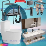 KANAX69 - Combo trọn bộ phòng tắm bình dân, bàn đá chống xước 2 tầng