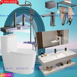 KANAX69 - Combo trọn bộ phòng tắm bình dân, bàn đá chống xước 2 tầng