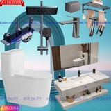 KANAX69 - Combo trọn bộ phòng tắm bình dân, bàn đá chống xước 2 tầng