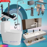 KANAX69 - Combo trọn bộ phòng tắm bình dân, bàn đá chống xước 2 tầng