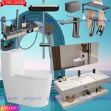 KANAX69 - Combo trọn bộ phòng tắm bình dân, bàn đá chống xước 2 tầng