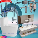 KANAX69 - Combo trọn bộ phòng tắm bình dân, bàn đá chống xước 2 tầng