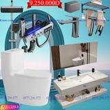 KANAX69 - Combo trọn bộ phòng tắm bình dân, bàn đá chống xước 2 tầng