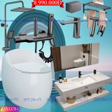 KANAX70A - Combo trọn bộ phòng tắm, bồn cầu trứng, bàn đá chống xước 2 tầng