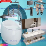 KANAX70B - Combo trọn bộ phòng tắm, bồn cầu trứng, bàn đá chống xước 2 tầng