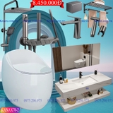 KANAX70A - Combo trọn bộ phòng tắm, bồn cầu trứng, bàn đá chống xước 2 tầng