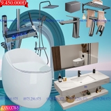 KANAX70A - Combo trọn bộ phòng tắm, bồn cầu trứng, bàn đá chống xước 2 tầng