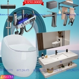 KANAX70A - Combo trọn bộ phòng tắm, bồn cầu trứng, bàn đá chống xước 2 tầng