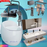 KANAX70B - Combo trọn bộ phòng tắm, bồn cầu trứng, bàn đá chống xước 2 tầng