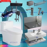 KANAX71B - Combo trọn bộ phòng tắm, bồn cầu trứng, bàn đá liền mép chống xước 2 tầng