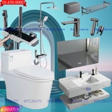 KANAX71B - Combo trọn bộ phòng tắm, bồn cầu trứng, bàn đá liền mép chống xước 2 tầng