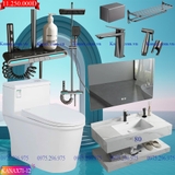 KANAX71B - Combo trọn bộ phòng tắm, bồn cầu trứng, bàn đá liền mép chống xước 2 tầng