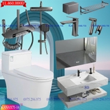 KANAX71B - Combo trọn bộ phòng tắm, bồn cầu trứng, bàn đá liền mép chống xước 2 tầng