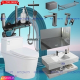 KANAX71B - Combo trọn bộ phòng tắm, bồn cầu trứng, bàn đá liền mép chống xước 2 tầng