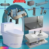 KANAX71A - Combo trọn bộ phòng tắm, bồn cầu trứng, bàn đá liền mép chống xước 2 tầng