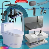KANAX71B - Combo trọn bộ phòng tắm, bồn cầu trứng, bàn đá liền mép chống xước 2 tầng