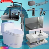 KANAX71B - Combo trọn bộ phòng tắm, bồn cầu trứng, bàn đá liền mép chống xước 2 tầng