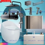 KANAX72 - Combo trọn bộ phòng tắm, bồn cầu trứng, tủ chậu nhựa trắng cao cấp