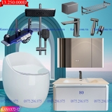KANAX72 - Combo trọn bộ phòng tắm, bồn cầu trứng, tủ chậu nhựa trắng cao cấp