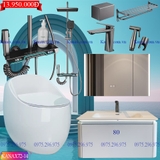 KANAX72 - Combo trọn bộ phòng tắm, bồn cầu trứng, tủ chậu nhựa trắng cao cấp