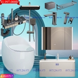 KANAX72 - Combo trọn bộ phòng tắm, bồn cầu trứng, tủ chậu nhựa trắng cao cấp
