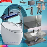 KANAX73B - Combo trọn bộ phòng tắm, bồn cầu trứng mới, bàn đá liền mép 2 tầng