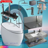 KANAX73B - Combo trọn bộ phòng tắm, bồn cầu trứng mới, bàn đá liền mép 2 tầng