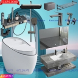 KANAX73B - Combo trọn bộ phòng tắm, bồn cầu trứng mới, bàn đá liền mép 2 tầng