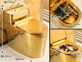 KH1088 - Bồn cầu liền khối sứ nung tráng men nano hoa văn vàng cao cấp